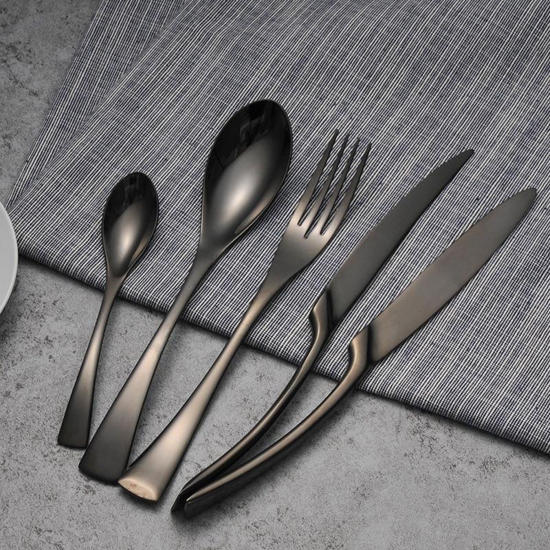 Black stainless steel cutlery set