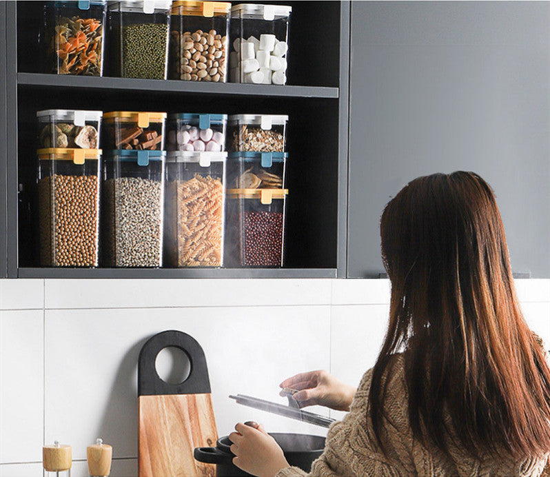 Clear kitchen storage boxes