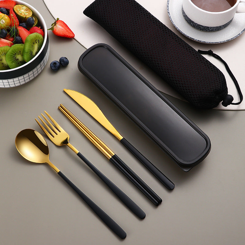 Gold portable cutlery set
