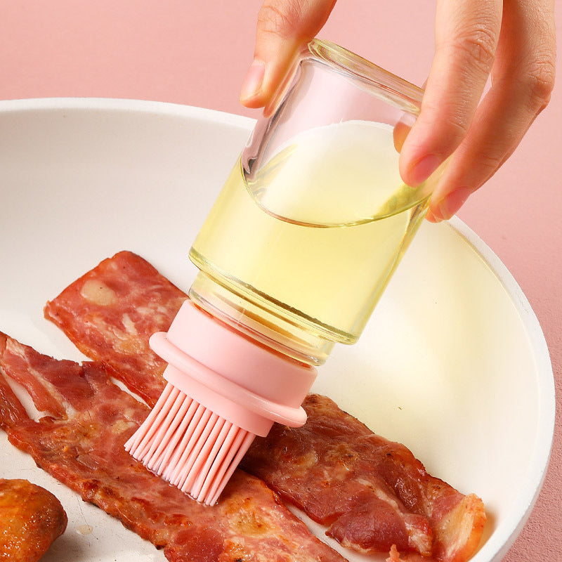 Portable oil bottle with brush