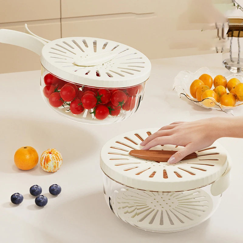 Foldable colander with handle